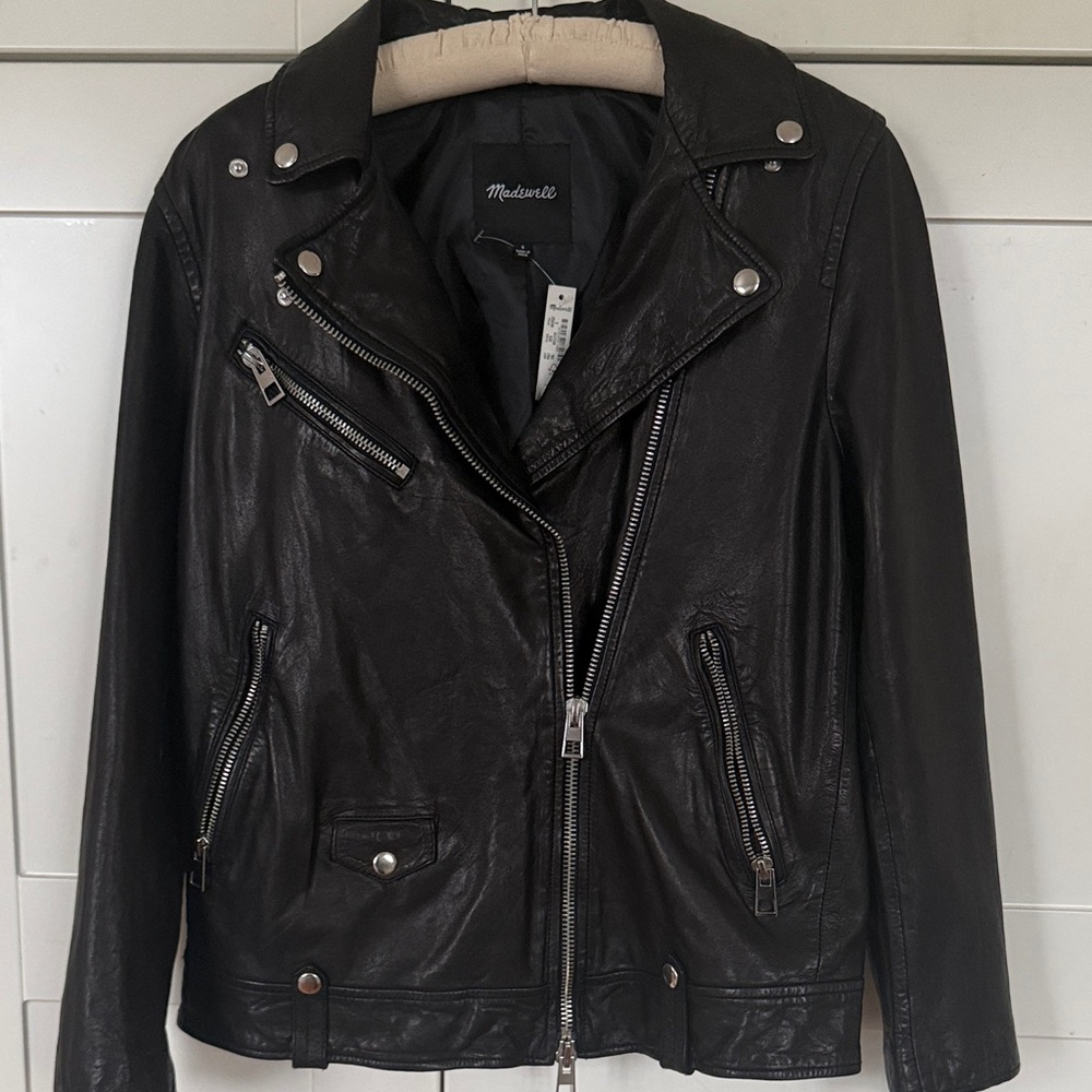 Madewell Classic Black Leather Biker Jacket